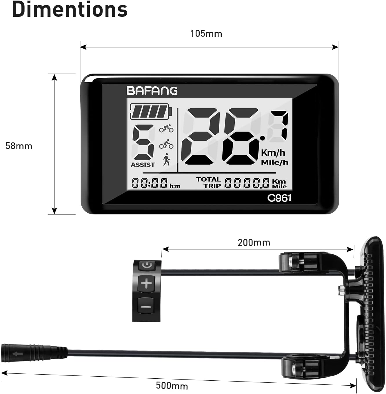 Ebike Display C961 for Bafang Motor System K3117