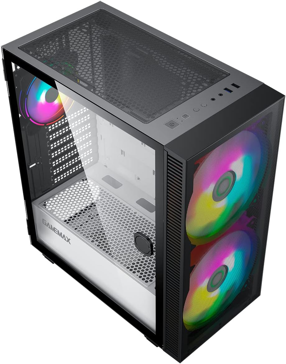 Mid-Tower ATX ARGB PC Gaming Case with Tempered Glass Side Panel T3324