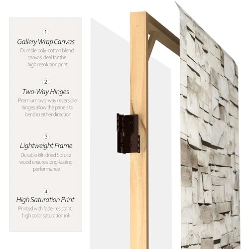 6 ft. Tall Double Sided Brick Canvas Room Divider 3 Panel Freestanding Folding Privacy Screen U57633