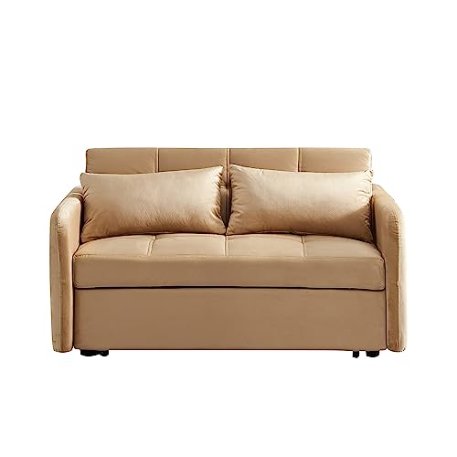 Convertible Sleeper Sofa Chair 3-in-1 Pull-Out Bed, Velvet Loveseat I161330