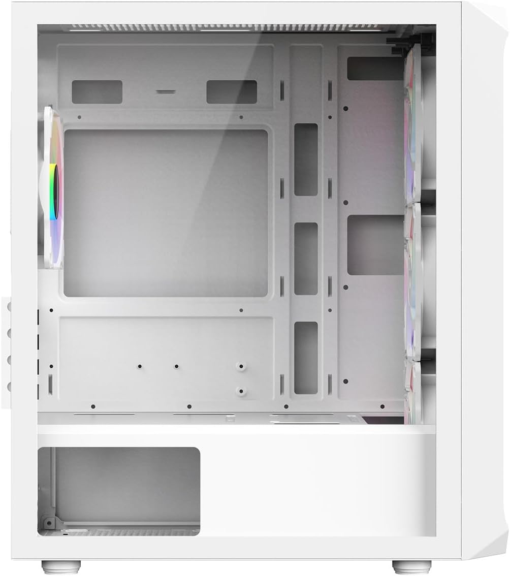 Airflow Micro-ATX PC Gaming Case with Mesh Front Panel and Tempered Glass Side Panel, White S493