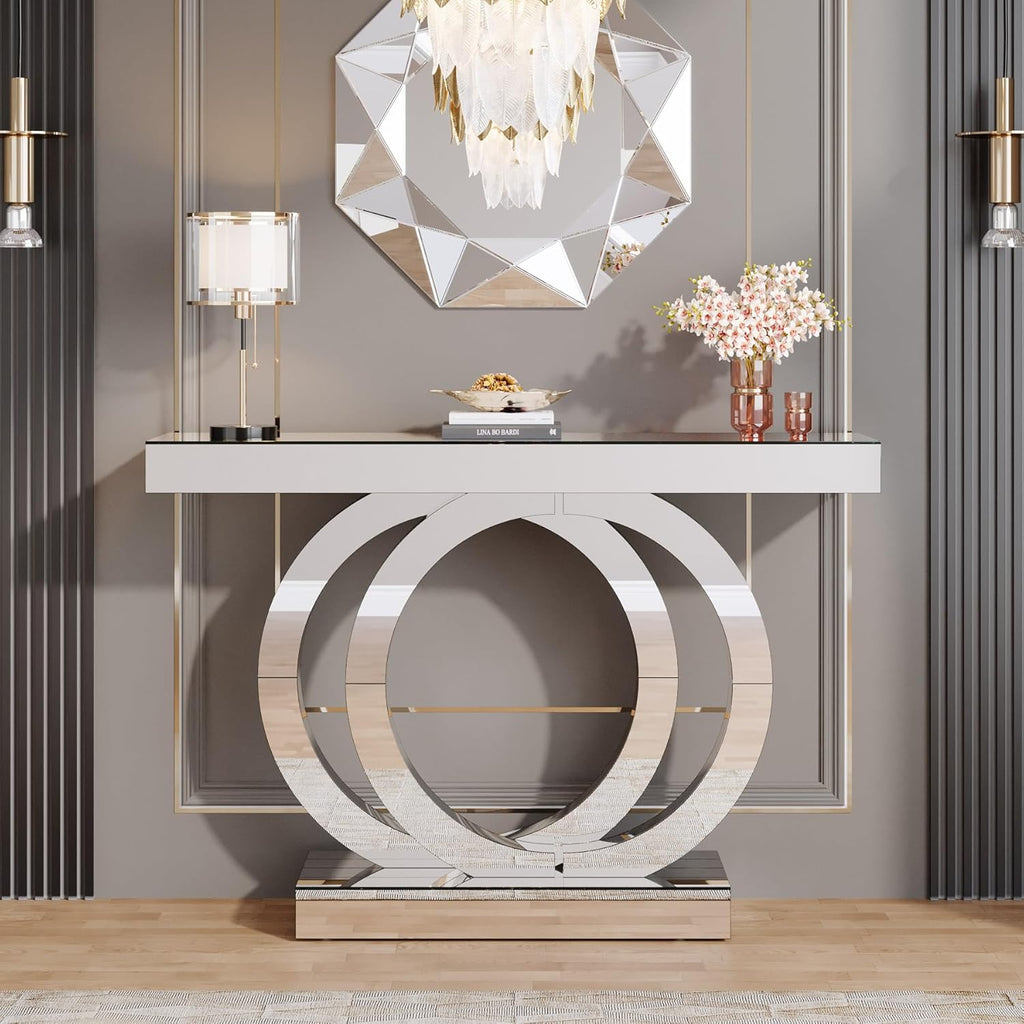 Mirrored Console Table for Entryway, Living Room, Hallway C76804