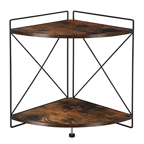 2 Tier Corner Shelf, Bathroom Countertop Organizer, Kitchen Counter Shelf Organizer, Wooden Desk Shelf, Multi-Purpose Storage Rack for Bathroom, Kitchen, Cabinet, Pantry (9.8x9.8x13.1in)