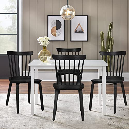 Solid Wood Windsor Side Chair Set of 4, Black Q123