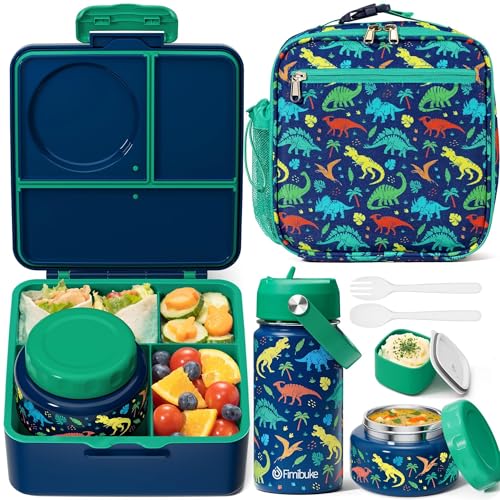 Bento Box for Kids Adults - Leakproof 3 Compartments Lunch Set with Thermos, Water Bottle, Lunch Bag & Cutlery C614861