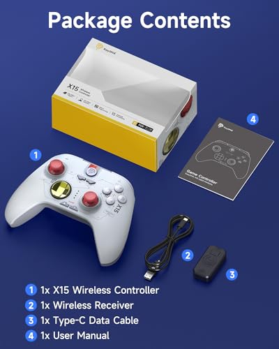 Wireless Bluetooth Controller with Hall Joysticks for PC, Android, Steam and Switch E86358