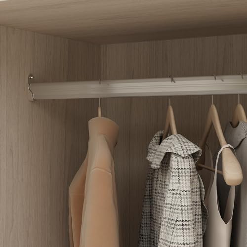 Large Wardrobe Cabinet with Frosted Glass Doors and Hanging Rod Z737