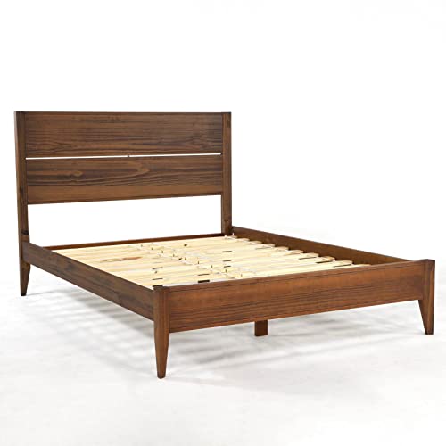 Solid Wood Platform Bed, Queen Size, Walnut W325341