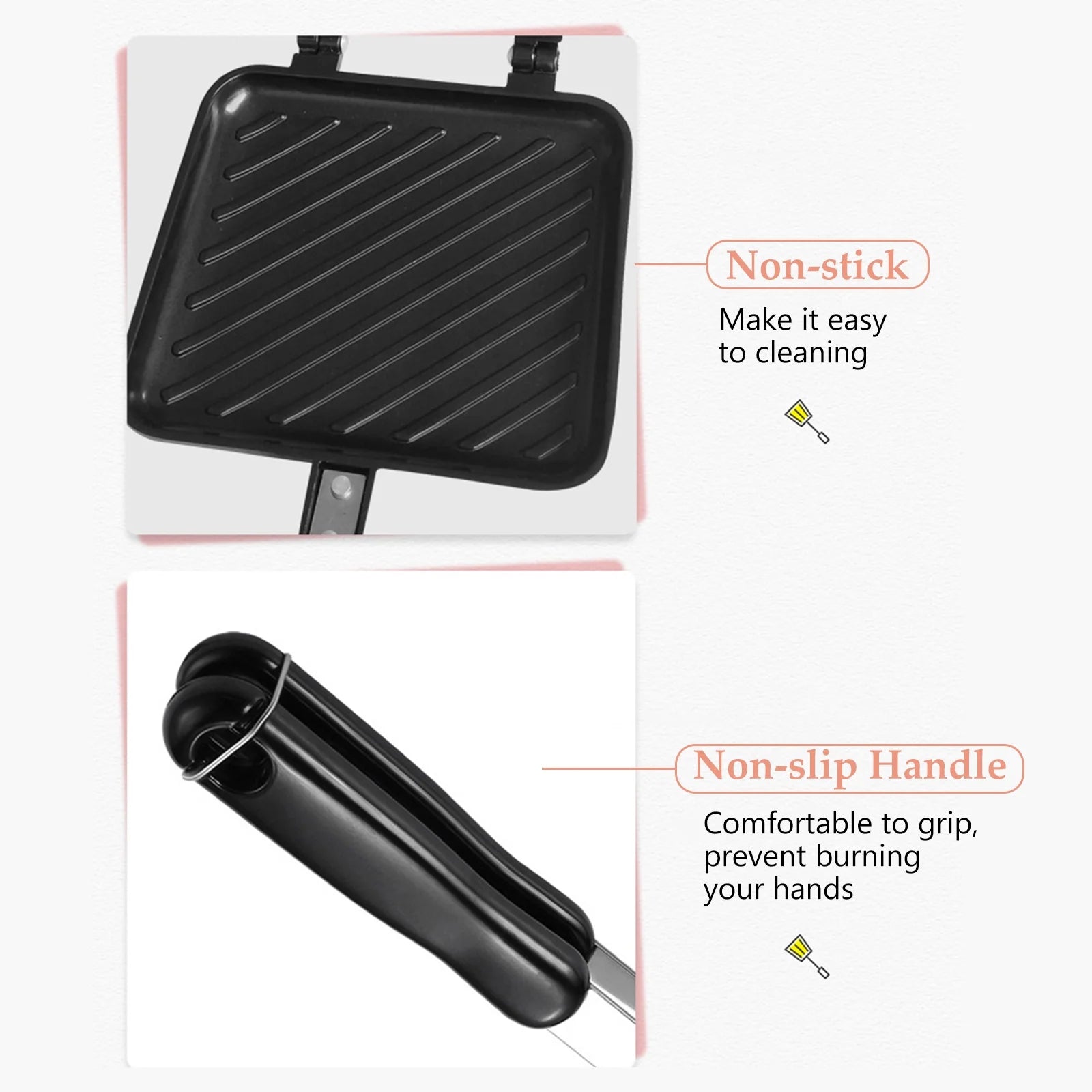 Toasted Sandwich Maker Non-stick Panini Press with Insulated Handle B708