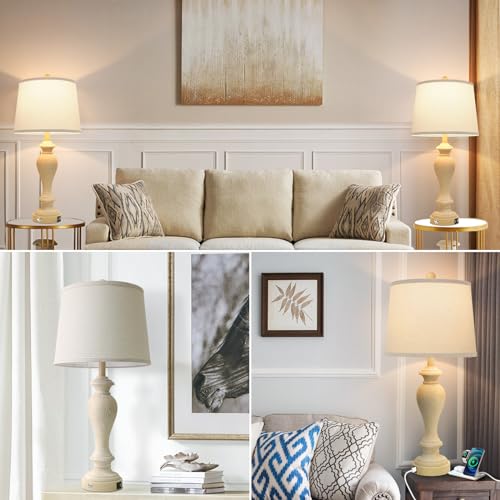 Set of 2 Touch Control Table Lamps, 27" Bedside Lamps with USB Ports, Dimmable K3955
