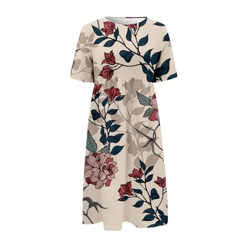 Boho Floral Midi Dress with Pockets B150090