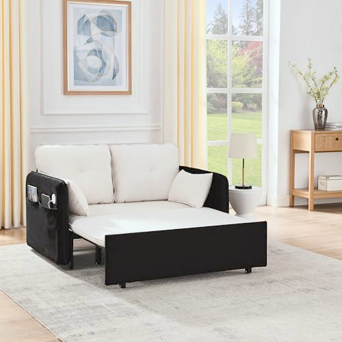 Convertible Sofa Bed Velvet Pull Out Couch with Removable Armrests C648015