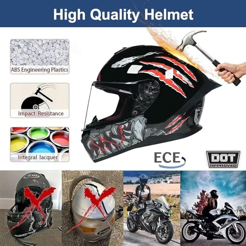 Full Face Motorcycle Helmet with HD Visor, DOT Approved T111255