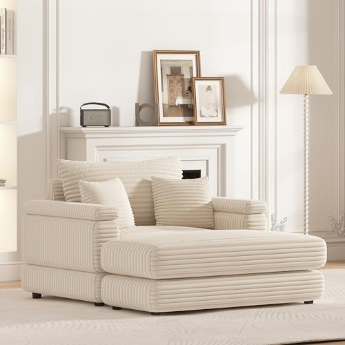 Corduroy 3 Seater Sectional Sofa with Ottoman M24378