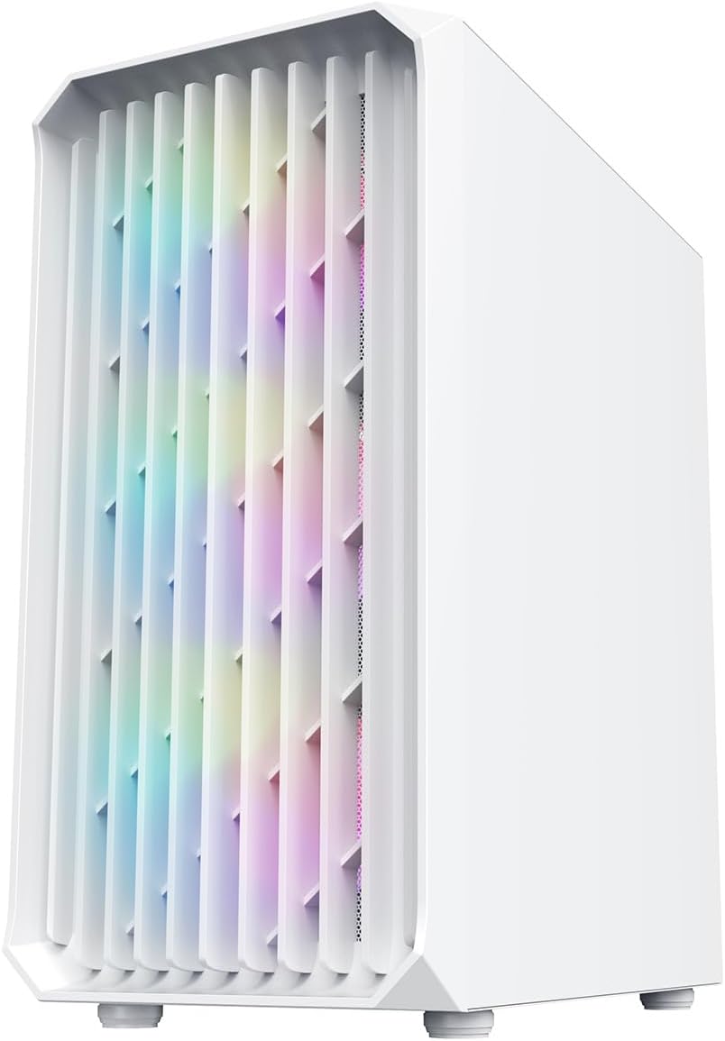 Airflow Micro-ATX PC Gaming Case with Mesh Front Panel and Tempered Glass Side Panel, White S493