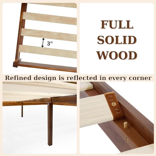 Full Bed Frame with Acacia Wood, Dark Chocolate M358