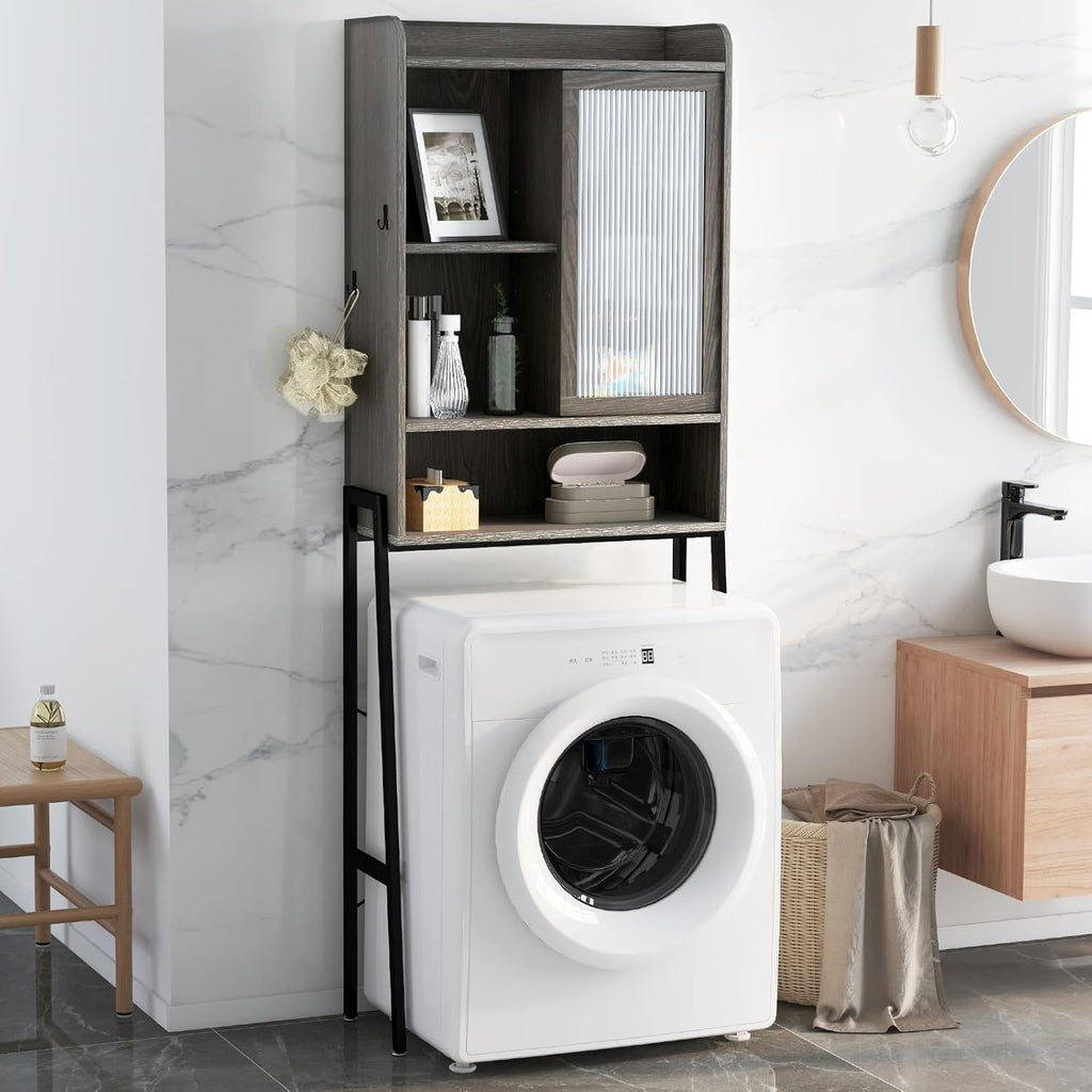 Over The Toilet Storage Cabinet with Sliding Door, Freestanding Bathroom Organizer Y33326