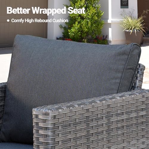 6 Piece Outdoor Wicker Sofa Set with Swivel Rocking Chairs and Cushions X998