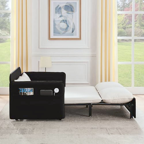 Convertible Sofa Bed Velvet Pull Out Couch with Removable Armrests C648015