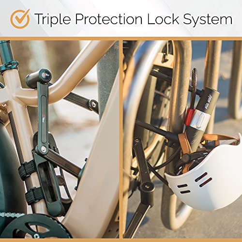 3 Folding Bike Lock Set Keyed Alike Heavy Duty Steel with Mounting Case O687