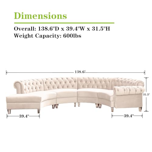 Curved Modular Semi Circular Sofa Sectional, Cream R85959