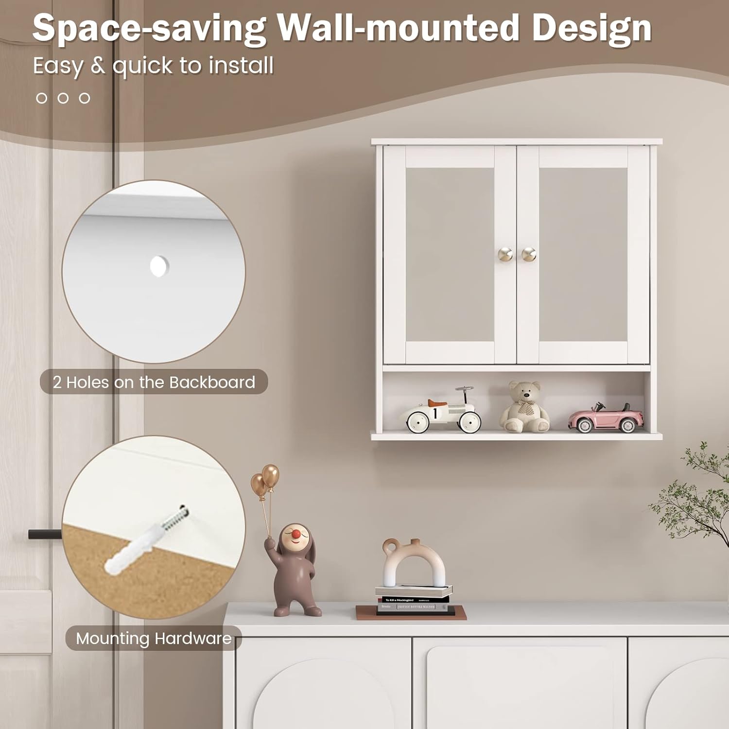 Wall Bathroom Storage Cabinet, White P536