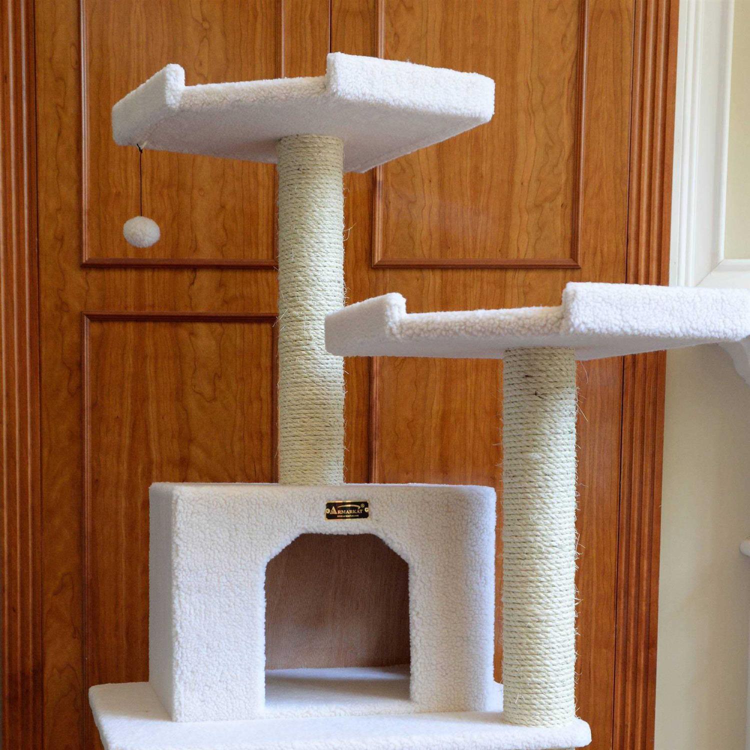 Classic Real Wood Cat Tree in Ivory Z91138