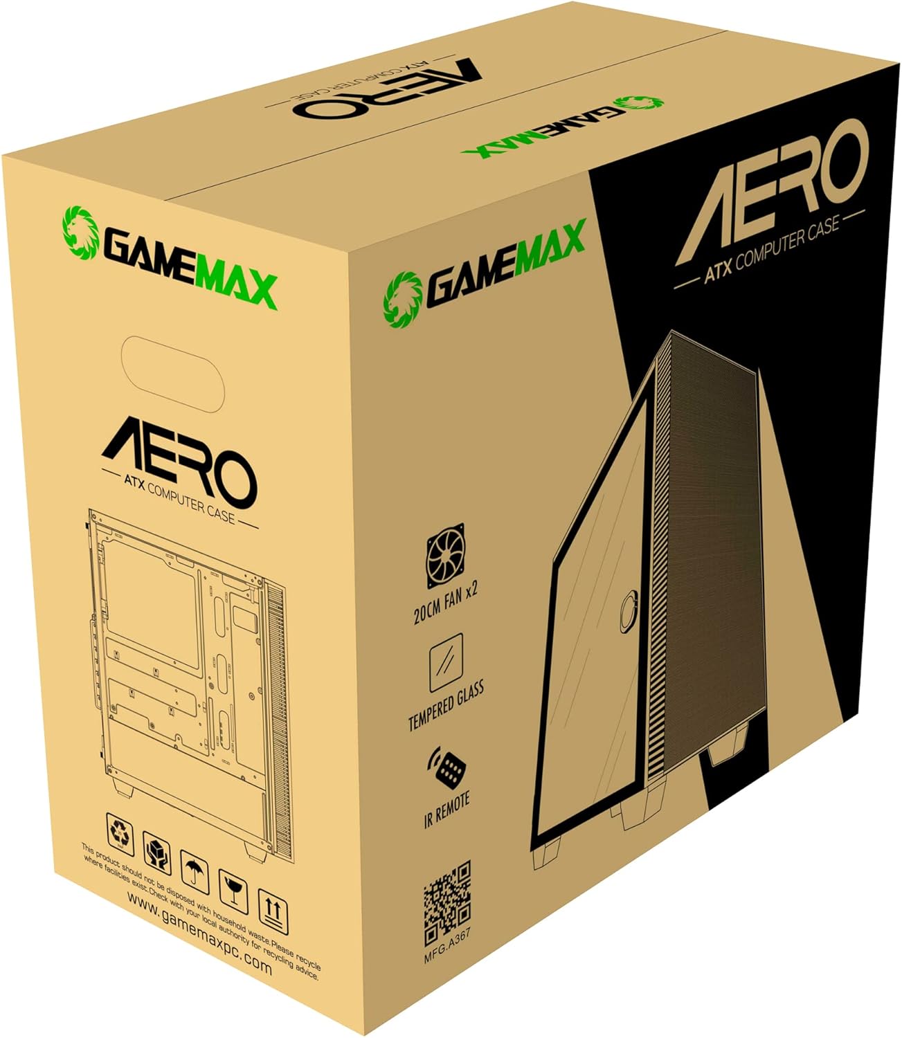 Mid-Tower ATX ARGB PC Gaming Case with Tempered Glass Side Panel T3324