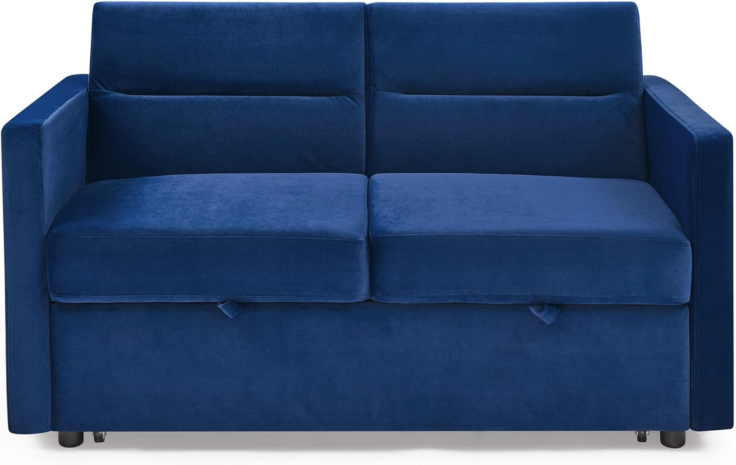 3 in 1 Multi-Functional Futon Couch Pull Out Sleep, 2 Seater Convertible Loveseats Sofa with Adjustable Backrest,Comfy Upholstery Sofacama Sofabed, Blue Velvet w/Side Pockets