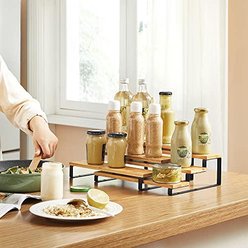 Bamboo Display Risers, Set of 2, 3 Tier Stand for Perfume, Spice Rack, Cupcake Holder I7524