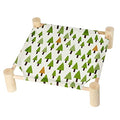 Patas Lague Cat and Dog Hammock Bed Small Dog Bed, Wooden Cat Elevated Cooling Outdoor Bed for All Seasons, Cat Beds for Indoor Cats, Cat Cots Furniture Pet Bed Puppy Bed(Monstera Leaf)