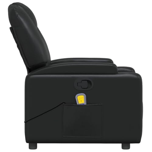 Massage Recliner Chair, Black Faux Leather, 6-Point Vibration D995