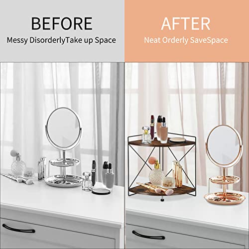 Corner Shelf, Bathroom Countertop Organizer, Wooden Storage Rack K17376