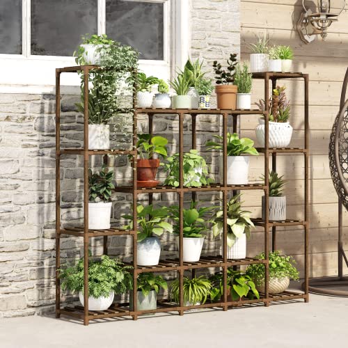 Plant Stand Indoor Large Plant Shelf Wide Tall Outdoor Plant Holder Wood for Multiple Plants Plant Rack R817407