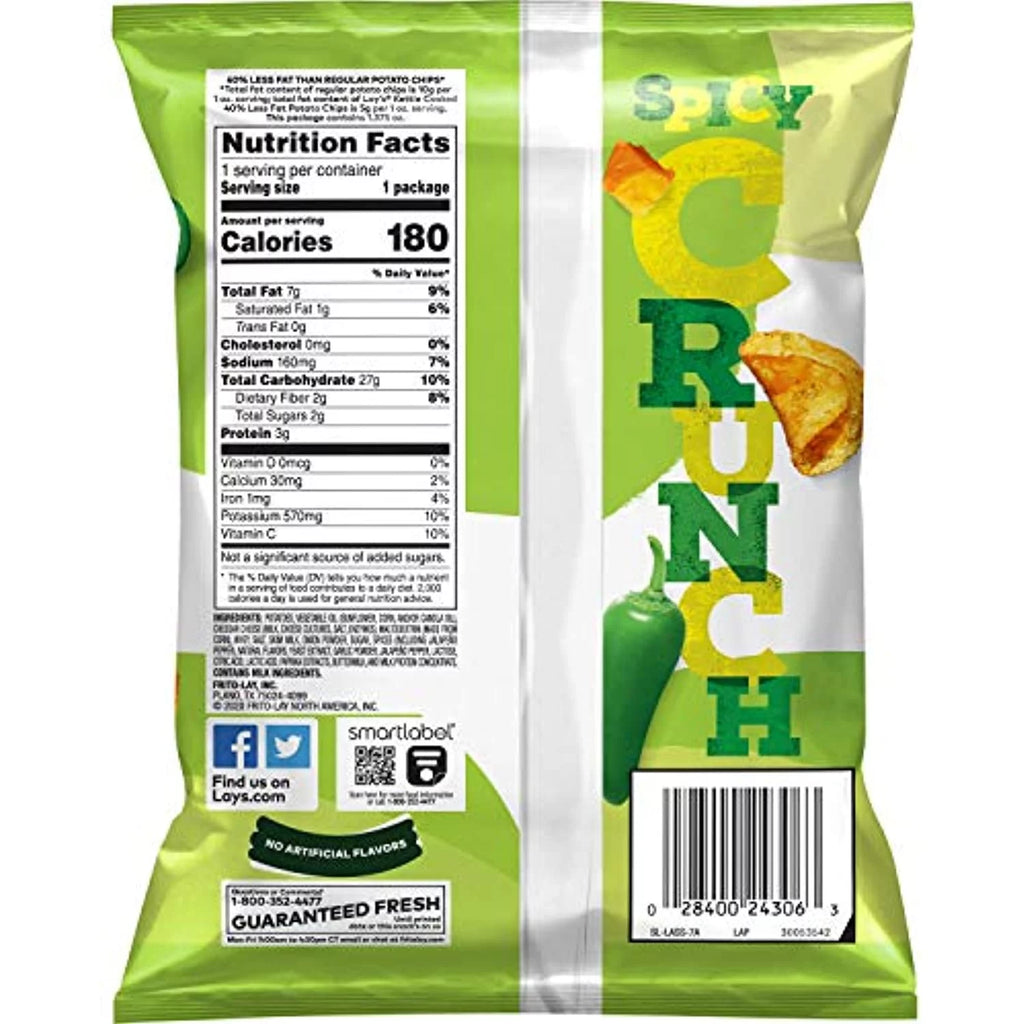 Kettle Cooked Jalapeño Cheddar Potato Chips, 1.375 oz (Pack of 64) S272