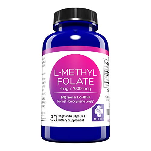 MD Life L Methylfolate 1mg - Professional-Grade Active Methylfolate Supplement - Maximum Potency MTHFR Supplements - L methylfolate 1mg 120 Capsules - Essential Amino Acids