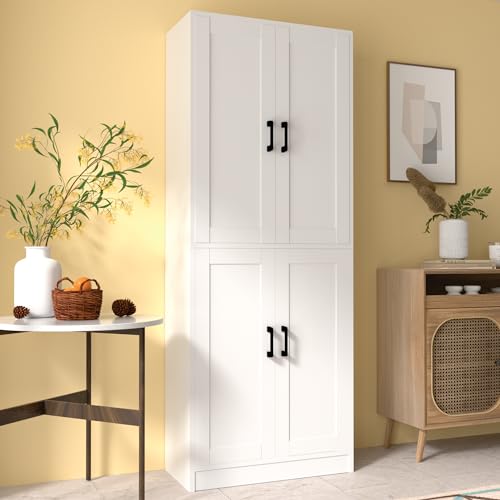 Black Kitchen Pantry Cabinet, 71" Tall Kitchen Storage Cabinet with doors, Freestanding Wooden Storage Cabinet for Kitchen, Dining room, Hallway