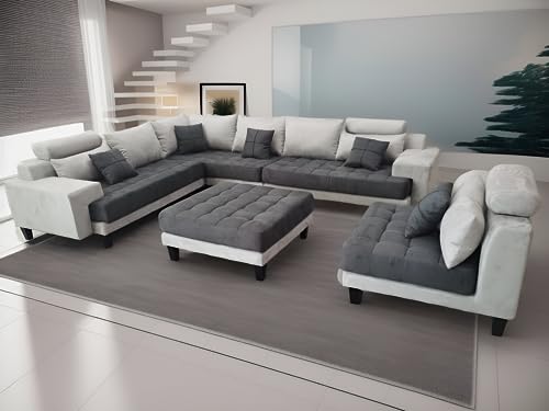 Modern Microfiber Fabric Sectional Couch Sofa Set U74797