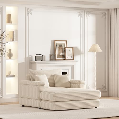 Corduroy 3 Seater Sectional Sofa with Ottoman M24378