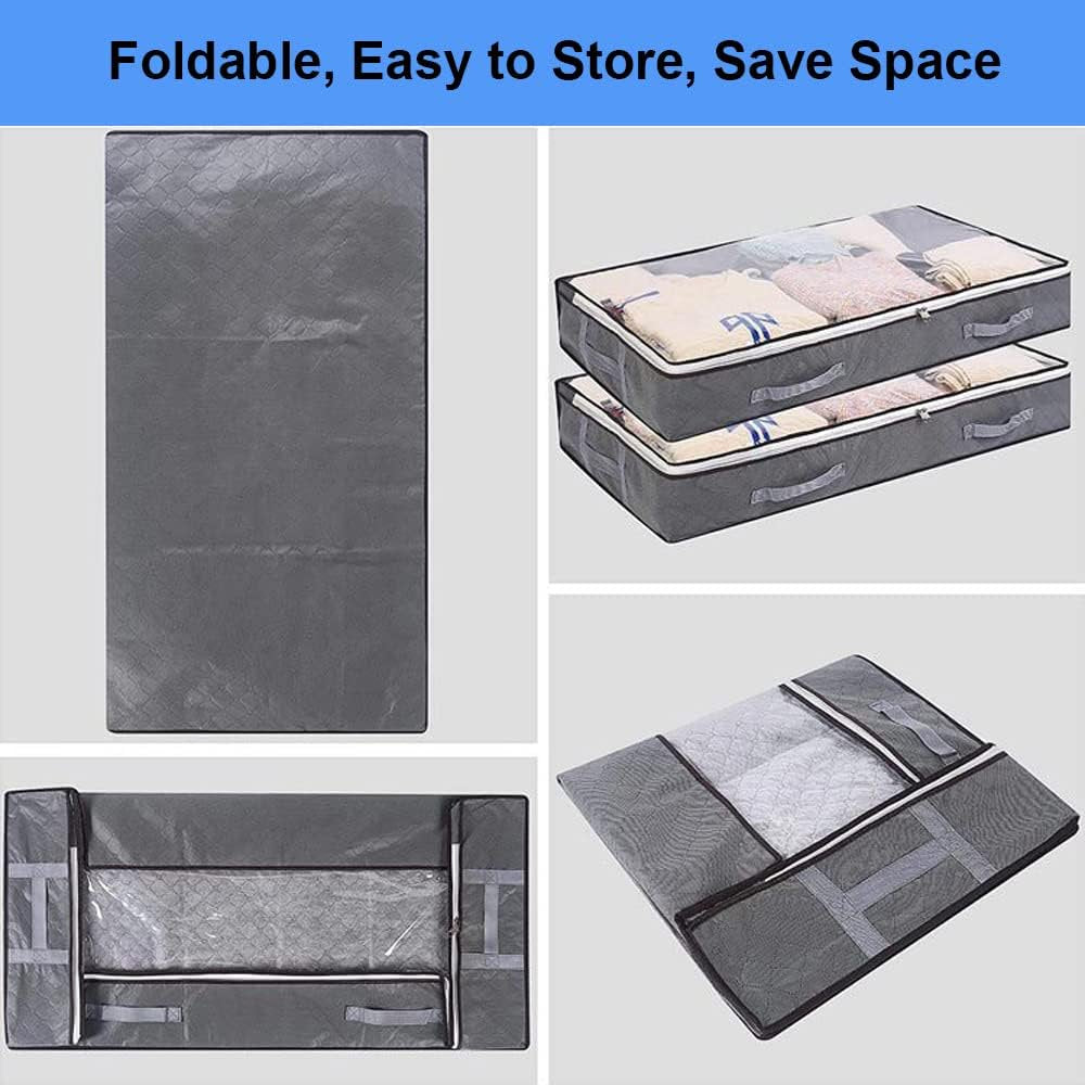 Under Bed Storage Bags with Clear Window and Handles, 4-Pack, Black H390065