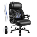 Big and Tall Office Chair, 500lbs High Back Large Executive Chair with Electric Airbag Heating High Back Computer Chair with Wide Seat, Black Ergonomic Leather Rocking Chair