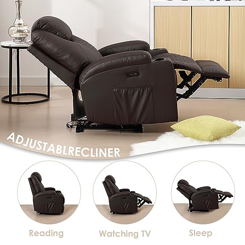 Home Theater Seating Recliner Chair with USB Ports and Cup Holders, Faux Leather Sofa Set C2216