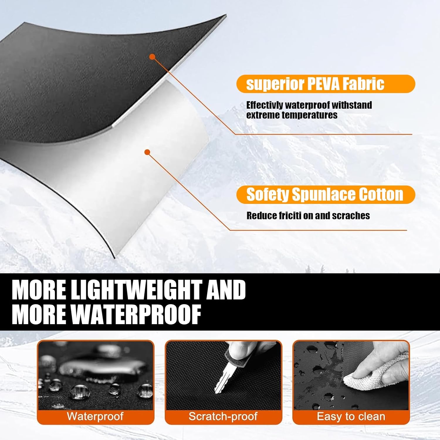 Car Windshield Snow Cover with Ice Guard, UV Protection, Universal Fit for Cars SUVs Trucks X529