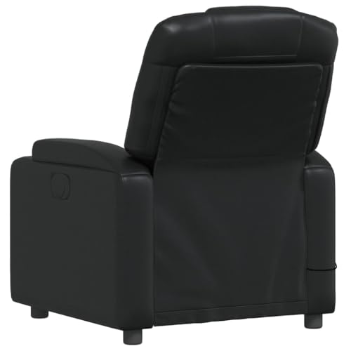 Massage Recliner Chair, Black Faux Leather, 6-Point Vibration D995