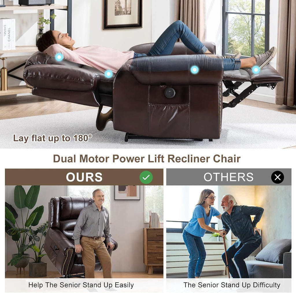 Dual Motor Power Lift Recliner Chair with Massage and Heat for Elderly X791