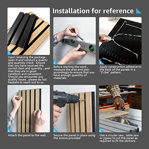 Wood Slat Acoustic Panels for Wall and Ceiling, 3D Textured, Matte Black C593959