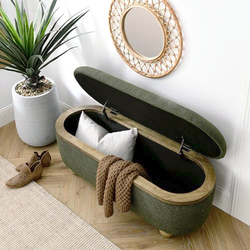 Upholstered Storage Ottoman Bench with Seating for Bedroom and Living Room O441