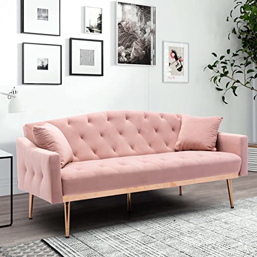 Velvet Convertible Futon Sofa Bed with 2 Pillows K782