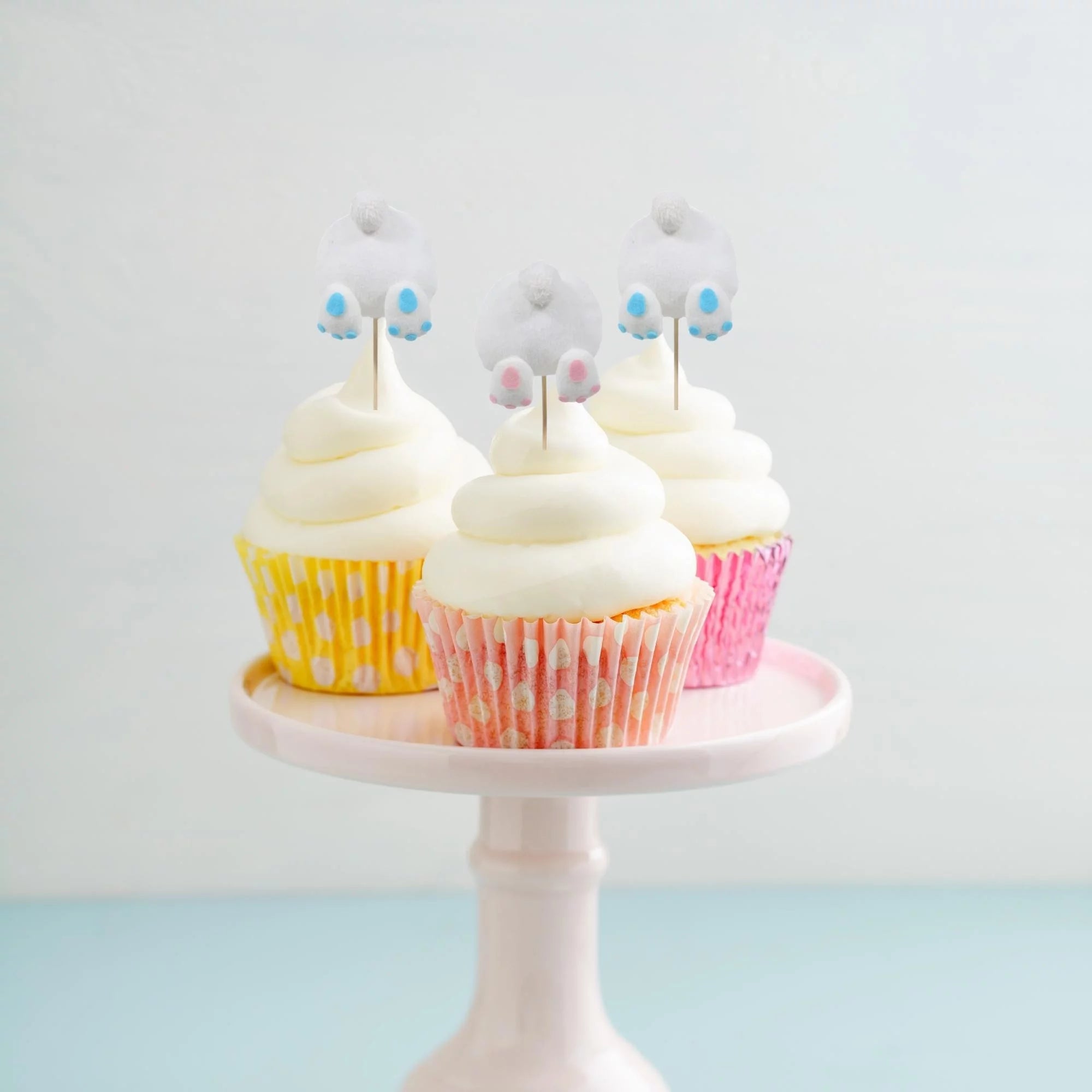 Easter Bunny Tail Cupcake Toppers Cake Picks for Spring Party Table Decor 4pcs T2982