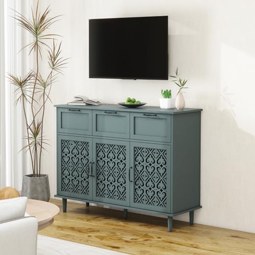 Sideboard Buffet Cabinet with Storage, 2 Door 3 Drawer, Farmhouse Wood Credenza L2054